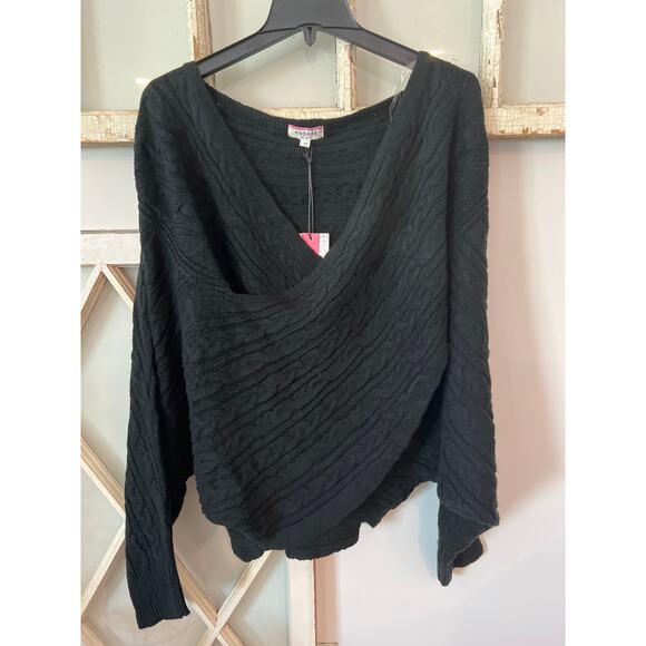 NWT Andree by Unit size 2X black cross cross sweater - Picture 1 of 4
